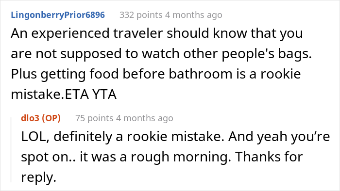 Man Is Puzzled That A Woman Turned Down His Request To Watch His Belongings At The Airport While He Uses The Restroom
