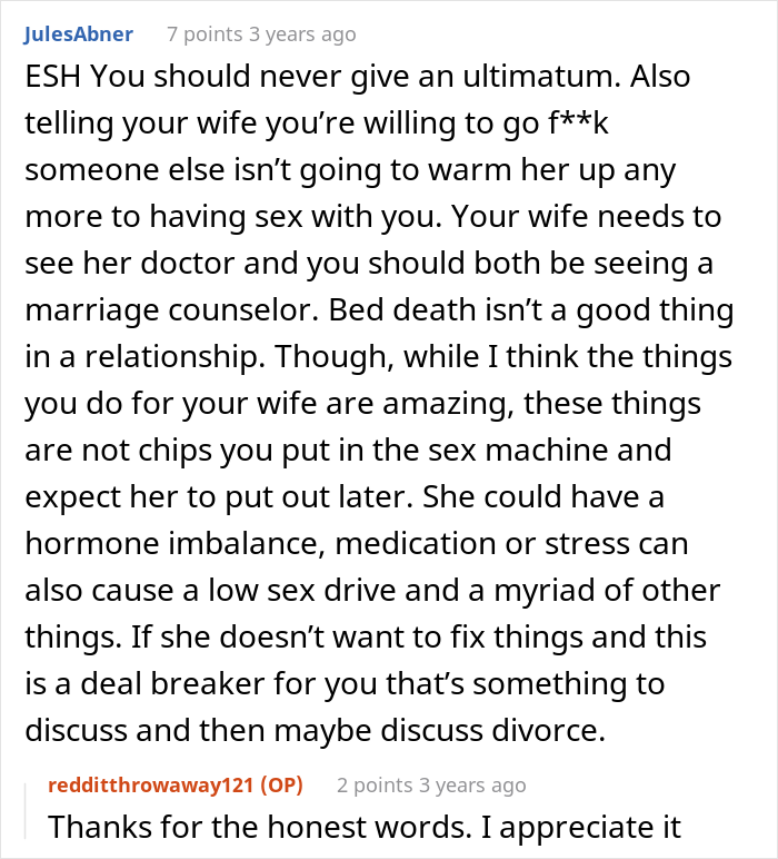 "Wife Will Not Put Out. At All": Husband Wonders If He's A Jerk For Telling Wife He'll 'Get Some' Elsewhere