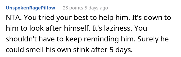 Mom Has Enough Of Her Son Forgetting To Shower And Just Stops Reminding Him, Asks If She Was A Jerk After He Got Humiliated