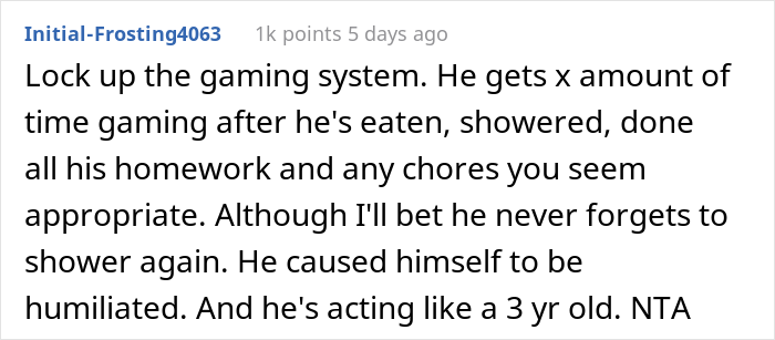 Mom Has Enough Of Her Son Forgetting To Shower And Just Stops Reminding Him, Asks If She Was A Jerk After He Got Humiliated