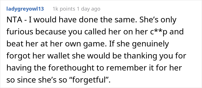 Woman's SIL "Forgets" Her Wallet All The Time When They Go To Restaurants, So She Took It For Her Woman's SIL "Forgets" Her Wallet All The Time When They Go To Restaurants, So She Took It For Her