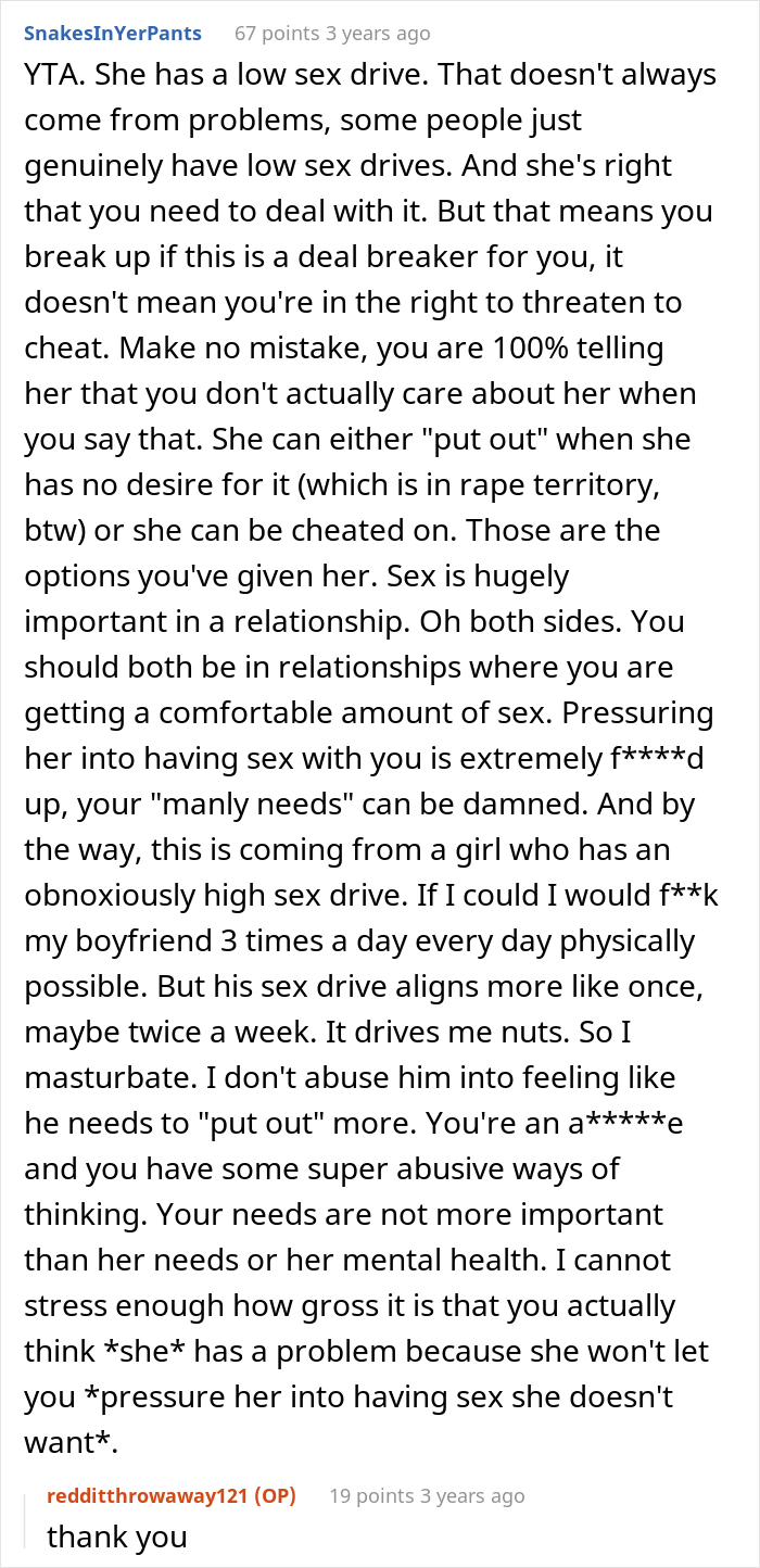 "Wife Will Not Put Out. At All": Husband Wonders If He's A Jerk For Telling Wife He'll 'Get Some' Elsewhere