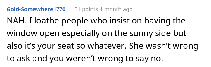 Woman Upset Her Seatmate Refused To Shut The Window Shade As They Paid Extra $30 For The Window Seat