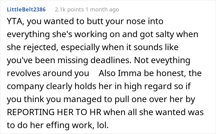 26 Y.O. Woman Reports Her Coworker To HR For Creating "An Overly Hostile Work Environment," Folks Online Call Her The Jerk