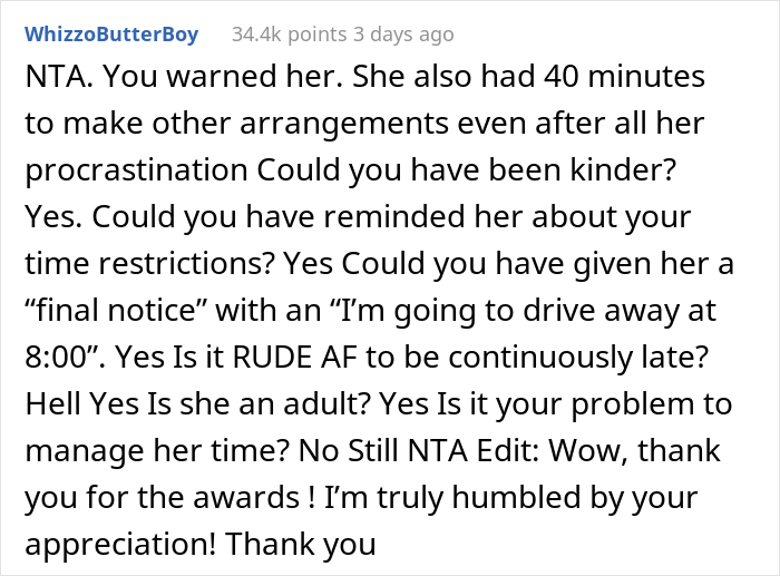 &lsquo;Chronically Late&rsquo; Woman Has An Important Appointment, Her Friend Who Was Supposed To Get Her There Leaves When She&rsquo;s Late