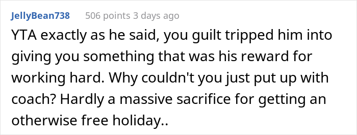"How Very 1950s Of You": Woman Gets A Reality Check After Taking Husband's First Class Seat And Making Him Fly Coach