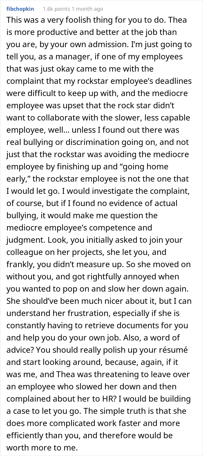 26 Y.O. Woman Reports Her Coworker To HR For Creating "An Overly Hostile Work Environment," Folks Online Call Her The Jerk