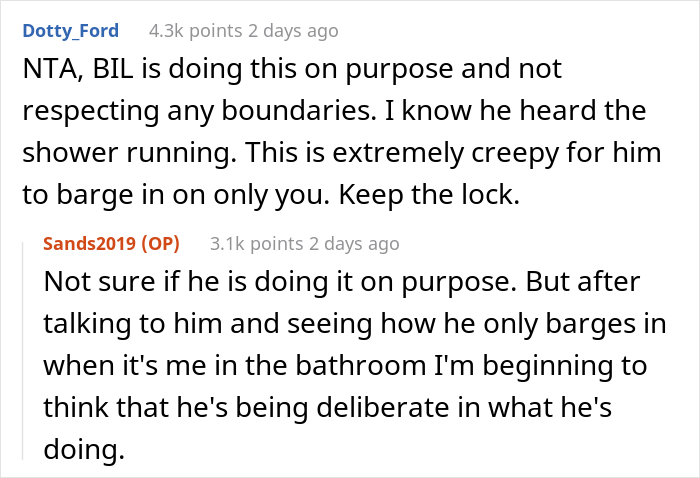 Creepy Man Keeps Walking In On His Sister-In-Law In The Bathroom, Family Drama Ensues