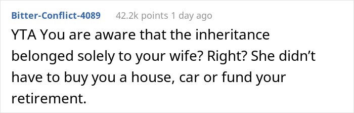 Husband Refuses To Give Jobless Wife Spending Money, Ignoring The Fact That She Used Her Inheritance Money To Buy Them A House And 2 Cars