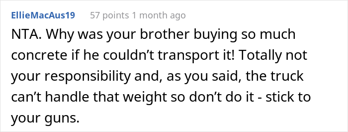 Family Drama Ensues After Brother Refused To Lend His Sibling His New Truck To Transport 3,000 Lb. Of Concrete