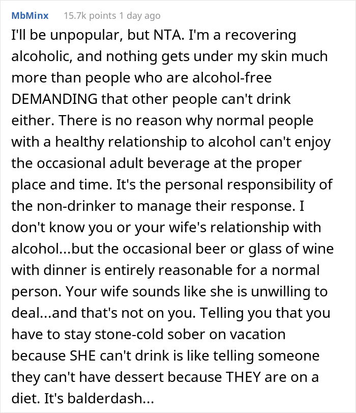 Husband Asks If He Is Wrong For Cancelling Trip As His Pregnant Wife Asked Him To Not Drink Any Alcohol