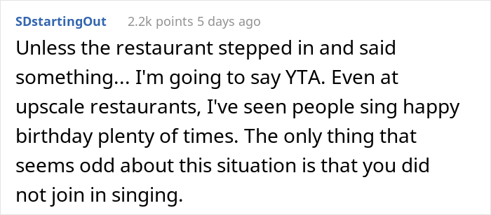 &ldquo;AITA For Telling My Fianc&eacute; He Embarrassed Me When He Started Singing &lsquo;Happy Birthday&rsquo; To His 5 Y.O. Son At The Restaurant?&rdquo;