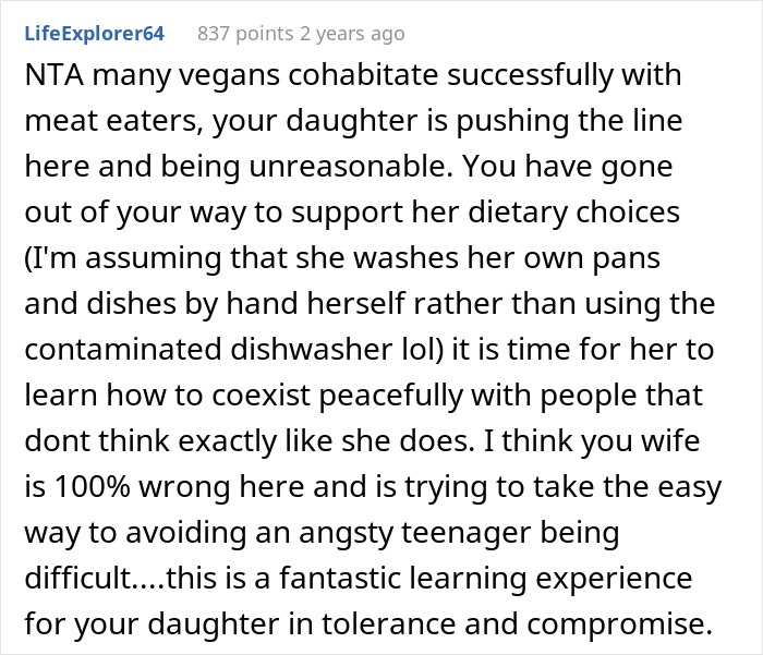 Vegan Teen Expects Everyone To Accommodate Her New Diet And Stop Eating Meat At Home, Dad Disagrees