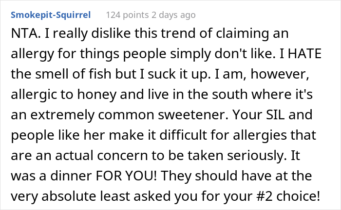 &ldquo;AITA For Leaving After I Found Out My SIL Was Lying About Her Food Allergy?&rdquo;