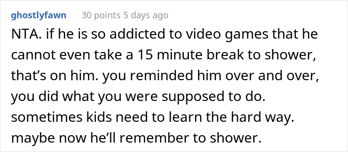 Mom Has Enough Of Her Son Forgetting To Shower And Just Stops Reminding Him, Asks If She Was A Jerk After He Got Humiliated