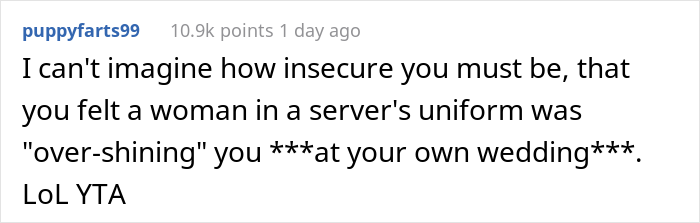"AITA For Kicking A Server Out Of My Wedding?" "AITA For Kicking A Server Out Of My Wedding?"