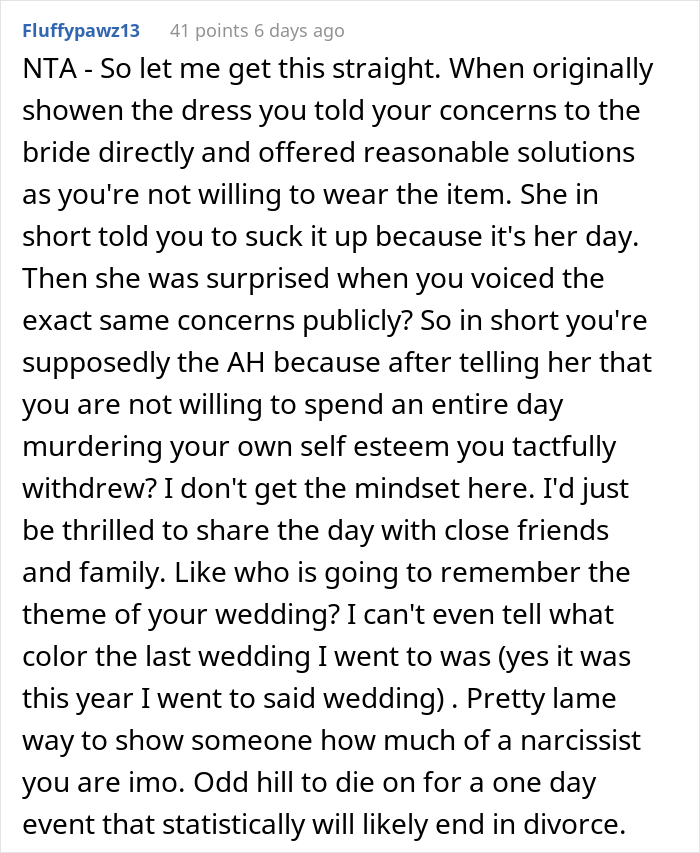 "It Would Be Genuinely Embarrassing For Me To Wear The Dress": Bride Livid After Bridesmaid Drops Out Because Of The Dress "It Would Be Genuinely Embarrassing For Me To Wear The Dress": Bride Livid After Bridesmaid Drops Out Because Of The Dress