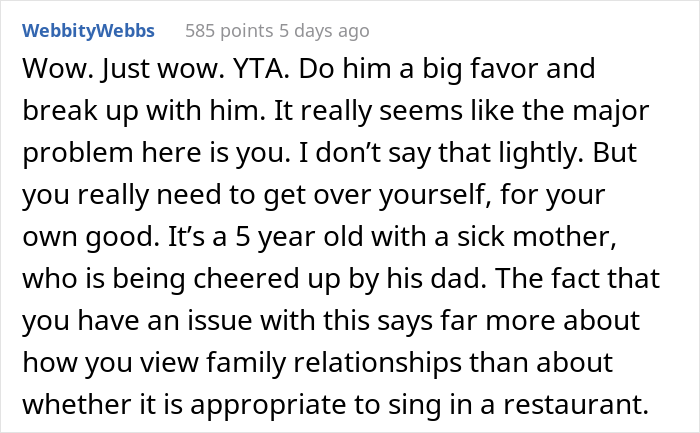 &ldquo;AITA For Telling My Fianc&eacute; He Embarrassed Me When He Started Singing &lsquo;Happy Birthday&rsquo; To His 5 Y.O. Son At The Restaurant?&rdquo;