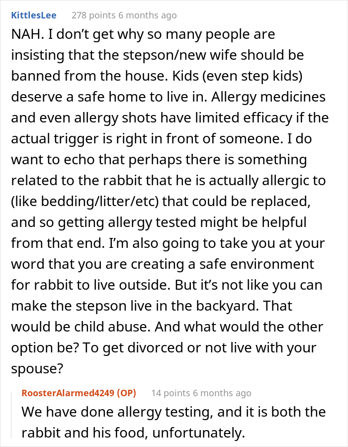 “Am I The Jerk For Making My Daughter Move Her Pet Rabbit Outside Due To My Stepson’s Allergies?” “Am I The Jerk For Making My Daughter Move Her Pet Rabbit Outside Due To My Stepson’s Allergies?”
