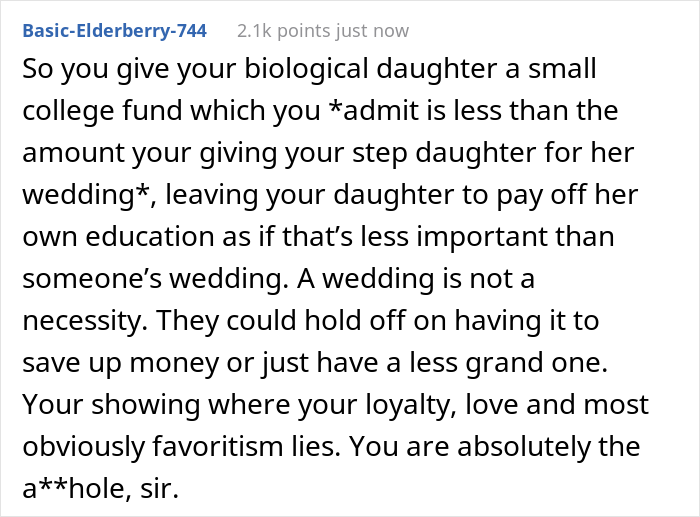 Dad Let His Daughter Know He Won&rsquo;t Be Paying For Her Wedding And Refuses To Help Her Further With Student Debt, But Contributes To Stepdaughter&rsquo;s Wedding