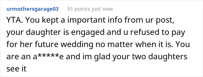 Dad Let His Daughter Know He Won&rsquo;t Be Paying For Her Wedding And Refuses To Help Her Further With Student Debt, But Contributes To Stepdaughter&rsquo;s Wedding