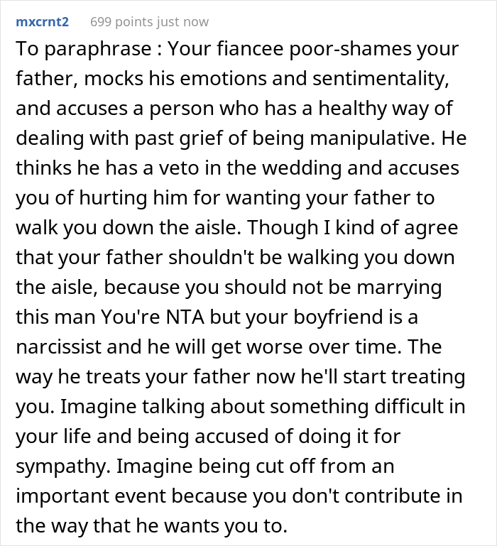 Man Is Offended His Fianc&eacute;e Doesn&rsquo;t Care He Is Uncomfortable With Her Dad Walking Her Down The Aisle