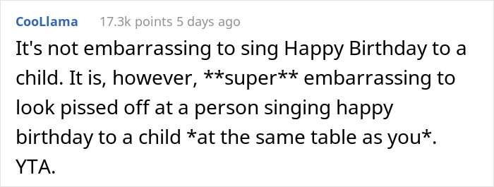 &ldquo;AITA For Telling My Fianc&eacute; He Embarrassed Me When He Started Singing &lsquo;Happy Birthday&rsquo; To His 5 Y.O. Son At The Restaurant?&rdquo;