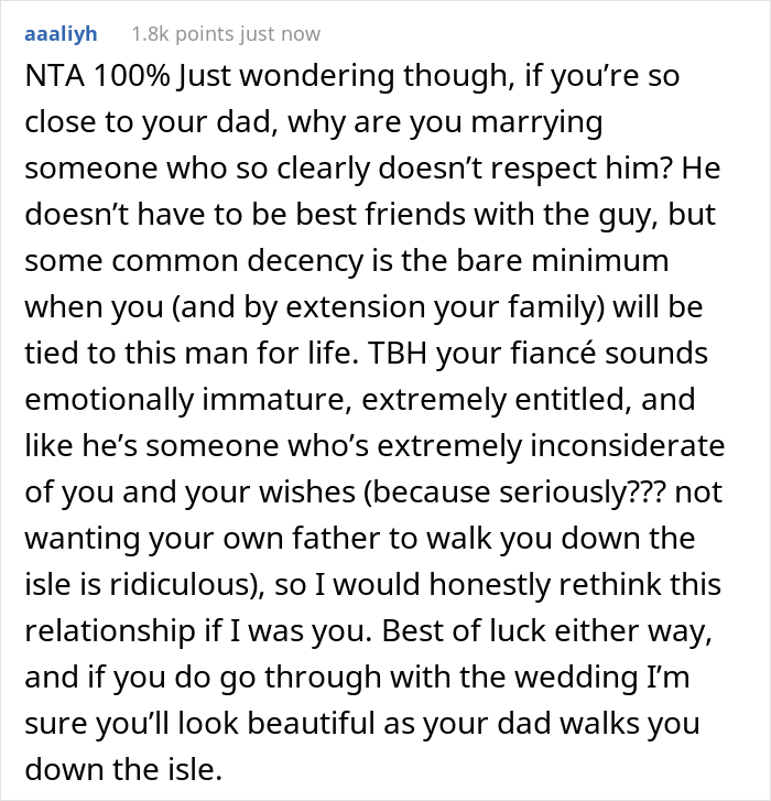 Man Is Offended His Fianc&eacute;e Doesn&rsquo;t Care He Is Uncomfortable With Her Dad Walking Her Down The Aisle