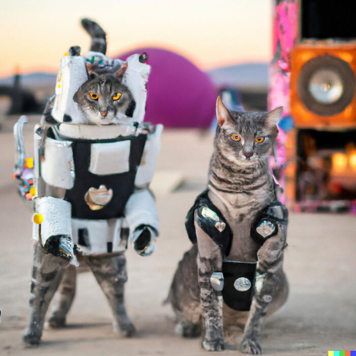 I Have Created Pictures Portraying Cats Taking Over The Burning Man With Ai (11 Pics)