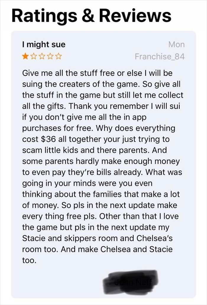 Barbie App Review: “Give Me All The Stuff Free Or Else I Will Sue”