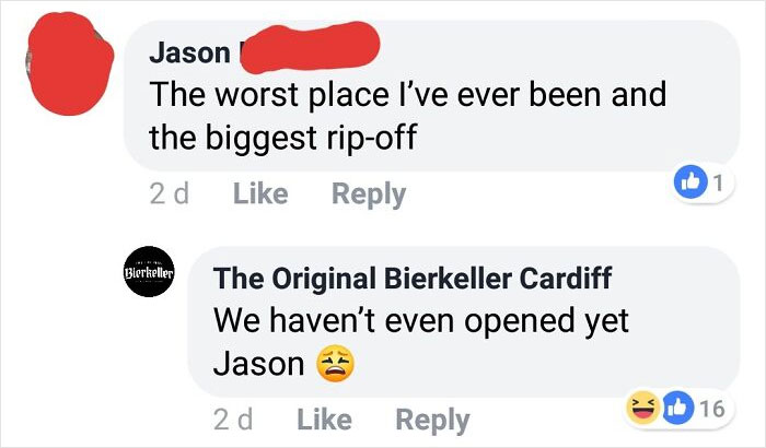 Customer leaves a bad review to sabotage business but is surprised when the business hasn’t even opened yet.