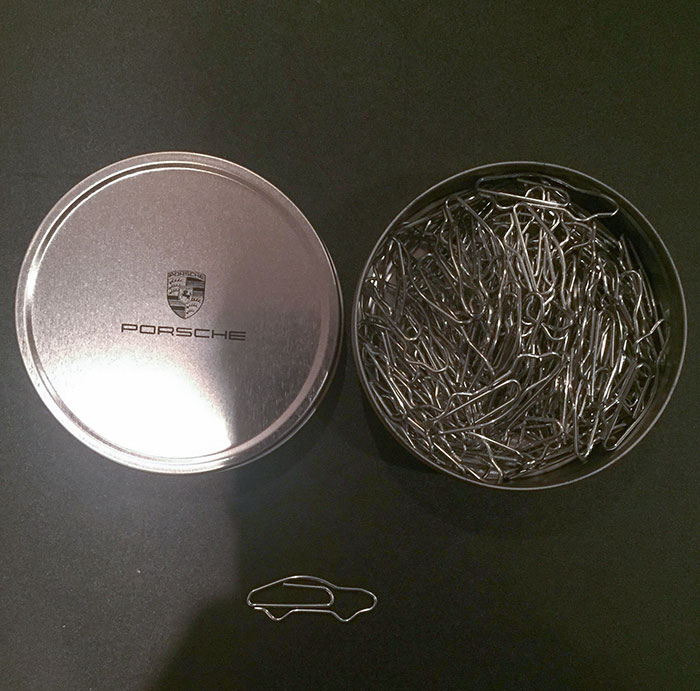 Just Bought A Porsche Today, And They Gave Us Paper Clips Shaped Like Porsches