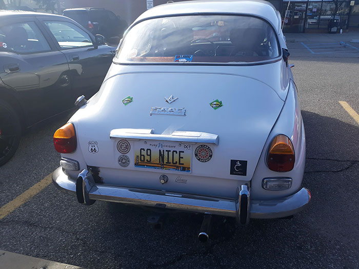 Saab 96 With A Great License Plate. Spotted On Woodward Ave In Michigan