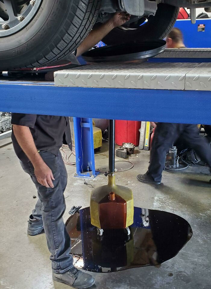 Forgetting To Check How Full It Is Before Adding More. The Shop Today When Changing The Oil In My Truck