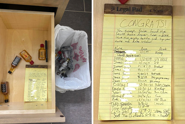I Forgot We Had A Snoop Booze Drawer In Our Guest Bathroom And My Friends Found It At Our Nye Party Last Night