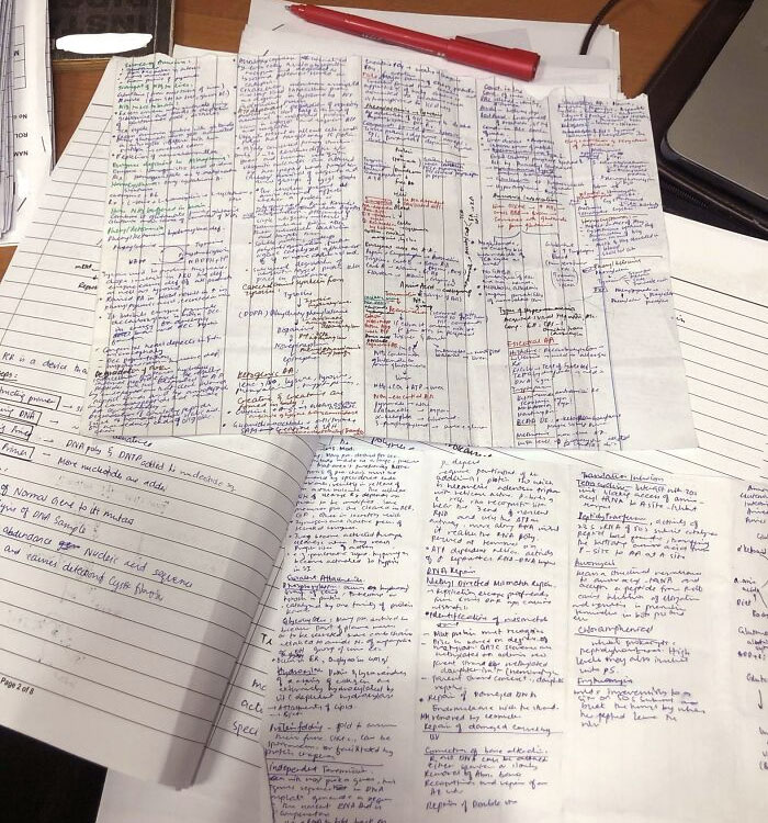 Una de mis estudiantes olvidó su chuleta dentro de su hoja de respuestas de los finales de bioquímica