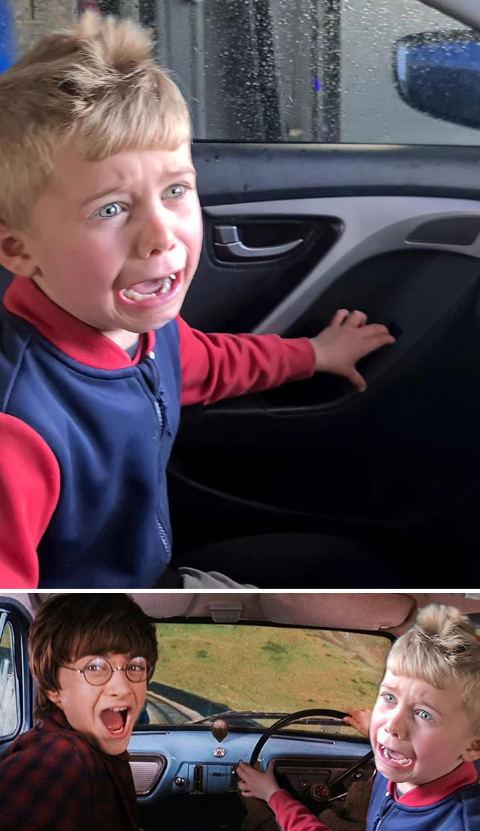 Este niño, asustado por un túnel de lavado automático