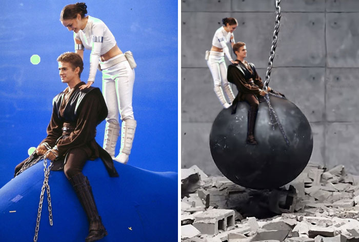 Two Actors Riding A Blue Thing