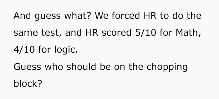 HR Makes Employees Take A Skill Test Designed For New Hires, They Maliciously Comply, HR Ends Up Scoring The Lowest
