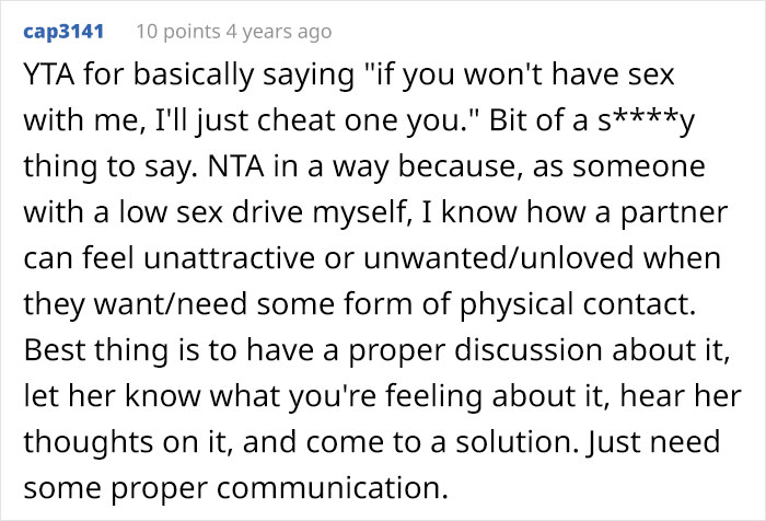 "Wife Will Not Put Out. At All": Husband Wonders If He's A Jerk For Telling Wife He'll 'Get Some' Elsewhere