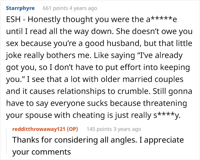 "Wife Will Not Put Out. At All": Husband Wonders If He's A Jerk For Telling Wife He'll 'Get Some' Elsewhere