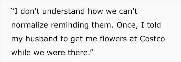 Woman Calls Out Commenters Who Believe Wives Should Remind Husbands About Upcoming Occasions