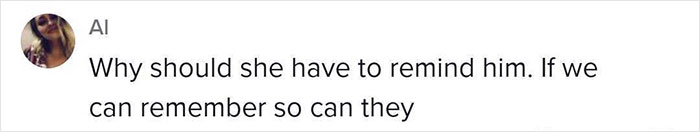 Woman Calls Out Commenters Who Believe Wives Should Remind Husbands About Upcoming Occasions