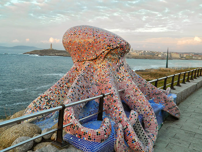 Mosaic Octopus Sculpture In Spain