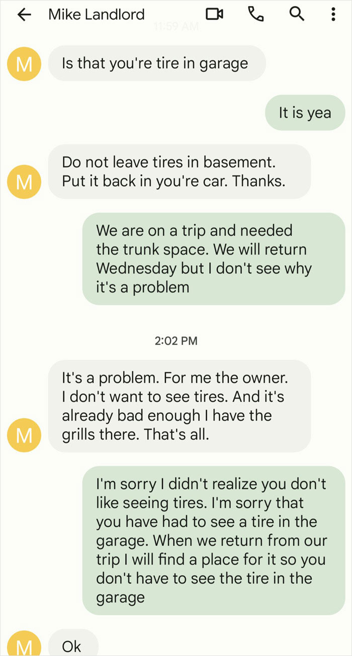 Landlord Is Upset That Tenant Keeps A Spare Tire In His Garage Landlord Is Upset That Tenant Keeps A Spare Tire In His Garage