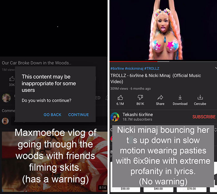 The Fact That Youtube Makes You Do An Extra Step For Regular Content But Not Actual Explicit Content Is Pretty Infuriating And Should Be Talked About More Often