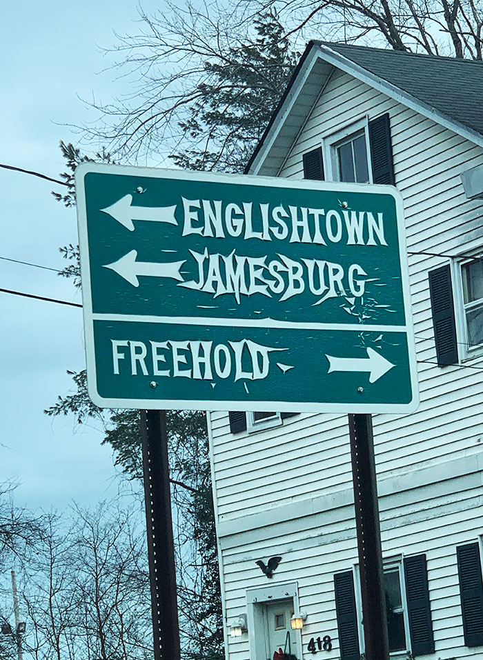 The Sign Paint Near My House Is Starting To Peel Which Has Resulted In The Town Names Looking Like They’re In A Cool Font