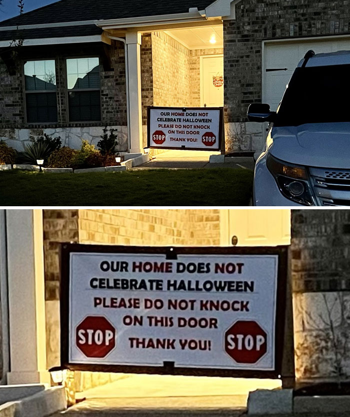 Our Neighbor Bought This Giant Sign Instead Of Turning The Light Off