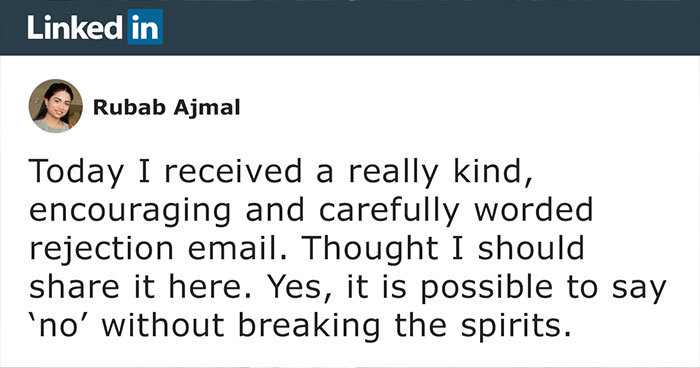 Woman Shares “Kind, Encouraging And Carefully Worded” Rejection Letter From An Employer