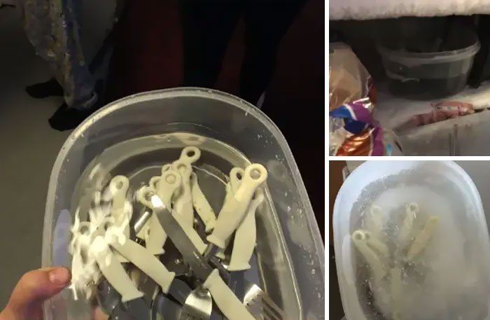 My Flatmate Pissed Me Off So I Froze Their Cutlery Into An Ice Block